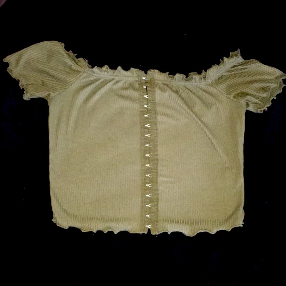 Olive Green Off shoulder Crop Top